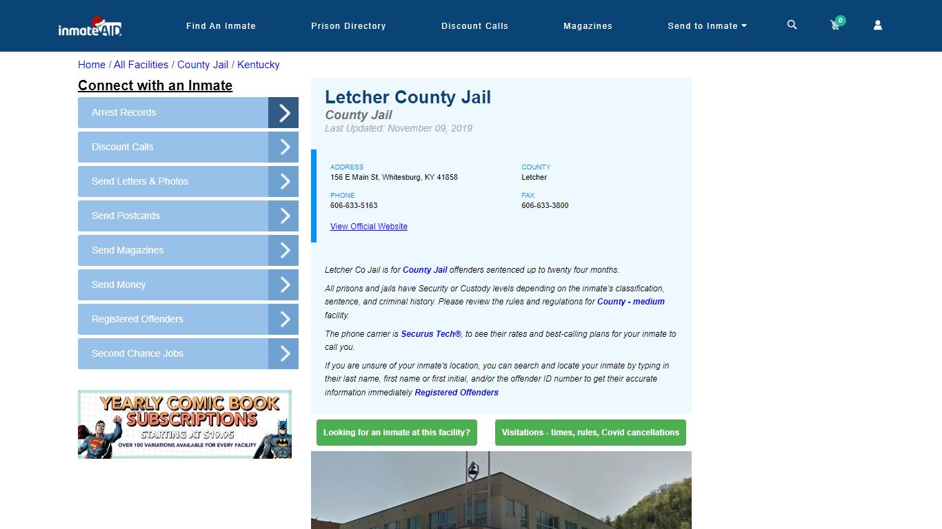 Letcher County Jail - Inmate Locator - Whitesburg, KY